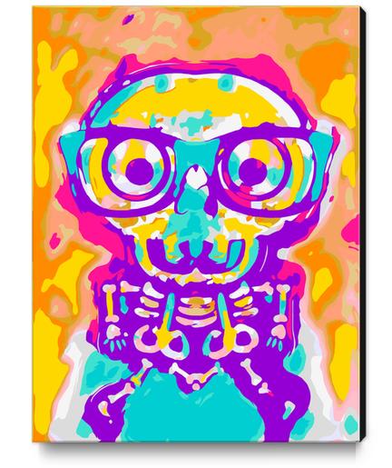 shocking skull in blue yellow pink orange and purple Canvas Print by Timmy333