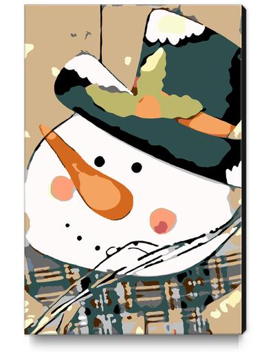 drawing snowman doll with hat and snow Canvas Print by Timmy333