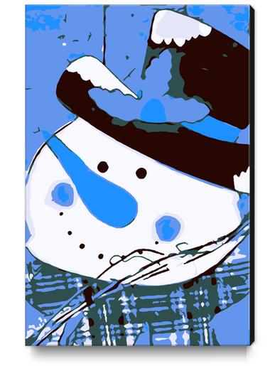 drawing snowman blue nose and blue background Canvas Print by Timmy333