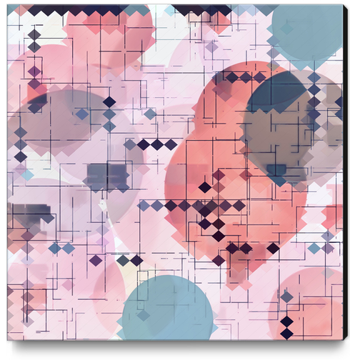 geometric square pixel pattern abstract with circle pattern background in red pink blue Canvas Print by Timmy333