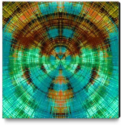 green brown orange and blue circle plaid pattern background Canvas Print by Timmy333