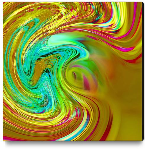 psychedelic graffiti painting abstract in yellow blue pink green Canvas Print by Timmy333