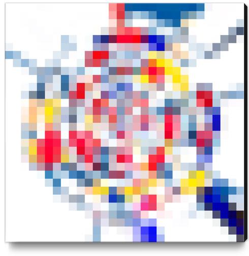 geometric square pattern pixel abstract in yellow blue red Canvas Print by Timmy333