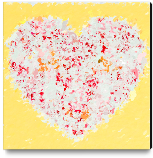 pink and red heart shape with yellow background Canvas Print by Timmy333