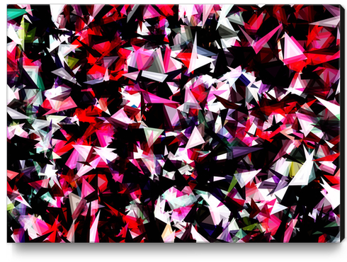 psychedelic geometric triangle polygon abstract pattern in red pink black Canvas Print by Timmy333