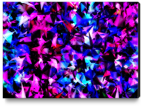 psychedelic geometric triangle polygon abstract pattern in pink blue black Canvas Print by Timmy333