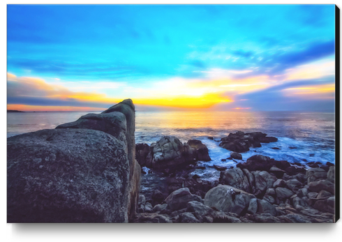 ocean sunset view with beautiful blue cloudy sky Canvas Print by Timmy333