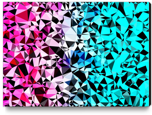 geometric triangle pattern abstract in pink blue black Canvas Print by Timmy333