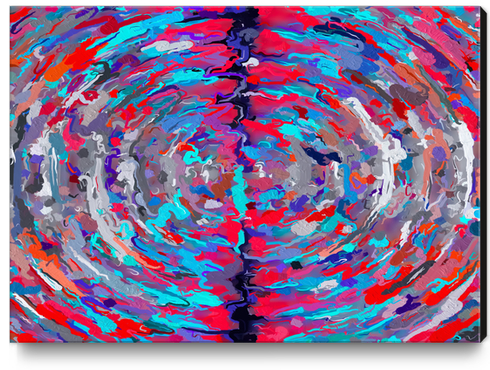 psychedelic circle pattern painting abstract background in blue red purple Canvas Print by Timmy333