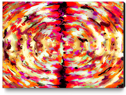 psychedelic circle pattern painting abstract background in red pink orange Canvas Print by Timmy333