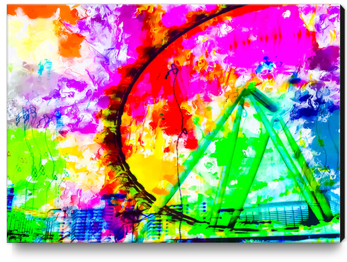 ferris wheel in the city at Las Vegas, USA with colorful painting abstract background Canvas Print by Timmy333