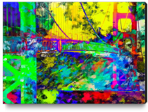 Golden Gate bridge, San Francisco, USA with colorful painting abstract background Canvas Print by Timmy333