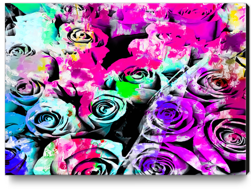 rose texture with pink purple blue green painting abstract background Canvas Print by Timmy333