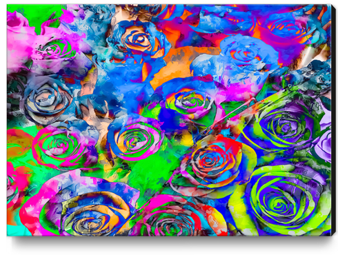 rose texture pattern abstract with splash painting in blue green pink red orange yellow Canvas Print by Timmy333