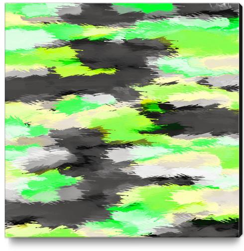 psychedelic camouflage splash painting abstract in green yellow and black Canvas Print by Timmy333