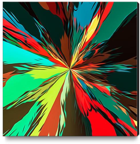 geometric splash painting abstract in red green yellow blue and brown Canvas Print by Timmy333