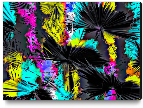 palm leaf texture abstract with painting texture background in pink blue yellow Canvas Print by Timmy333