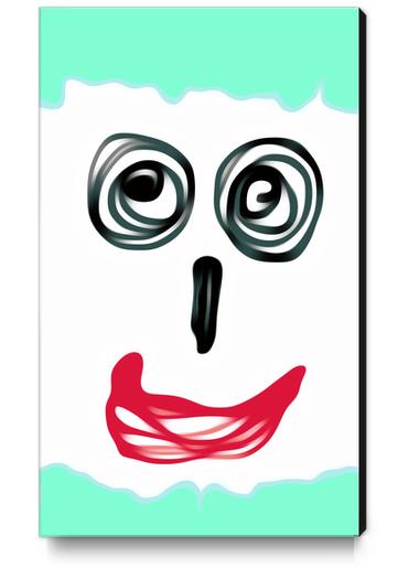 funny face with blue background and red lip Canvas Print by Timmy333