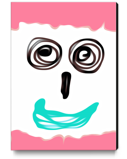 funny face with pink background and blue lip Canvas Print by Timmy333