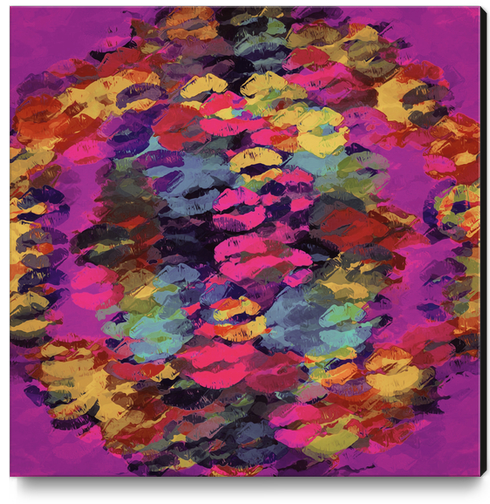 pink red yellow and purple kisses lipstick abstract background Canvas Print by Timmy333