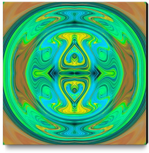 green yellow and brown spiral pattern drawing and painting background Canvas Print by Timmy333