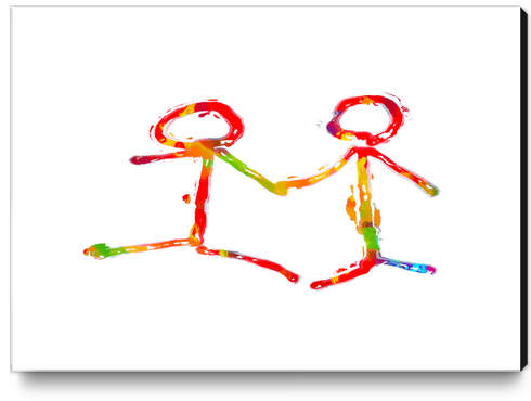 happy couple holding hands in red yellow blue green Canvas Print by Timmy333