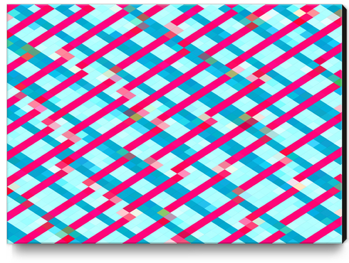 geometric pixel square pattern abstract background in blue pink Canvas Print by Timmy333