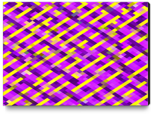 geometric pixel square pattern abstract background in pink purple yellow Canvas Print by Timmy333