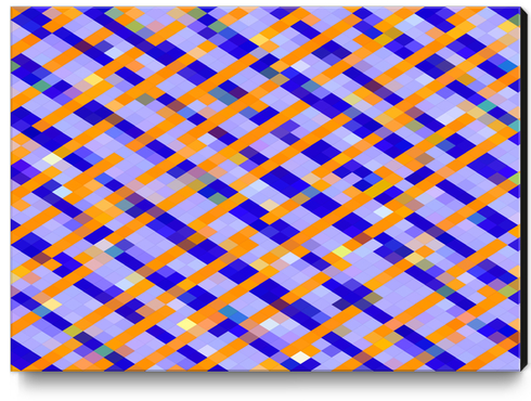 geometric pixel square pattern abstract background in orange blue purple Canvas Print by Timmy333