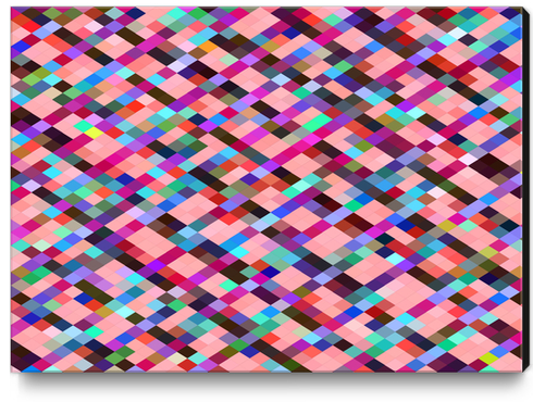 geometric pixel square pattern abstract background in pink purple blue yellow green Canvas Print by Timmy333