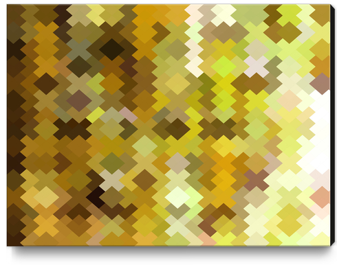 geometric square pixel pattern abstract in yellow and brown Canvas Print by Timmy333