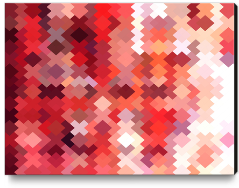 geometric square pixel pattern abstract in red and brown Canvas Print by Timmy333