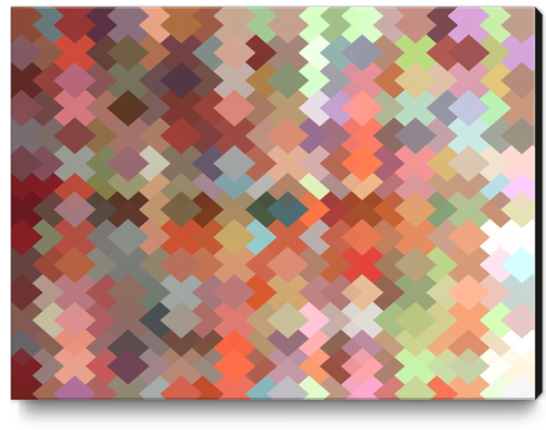 geometric square pixel pattern abstract in orange brown green Canvas Print by Timmy333