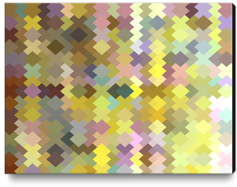 geometric square pixel pattern abstract in yellow and pink Canvas Print by Timmy333