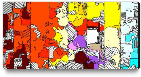 geometric drawing and painting abstract in orange red yellow purple brown and blue Canvas Print by Timmy333