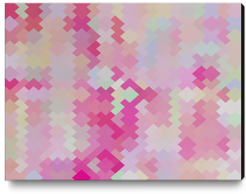 geometric square pixel pattern abstract in pink Canvas Print by Timmy333