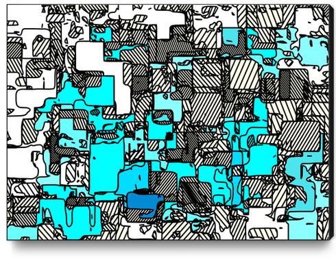 geometric graffiti square pattern abstract in blue white and black Canvas Print by Timmy333