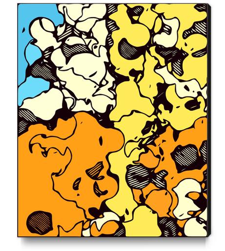 psychedelic graffiti painting abstract in orange yellow and blue Canvas Print by Timmy333