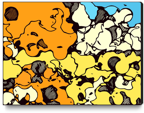 psychedelic graffiti painting abstract in orange yellow and blue Canvas Print by Timmy333