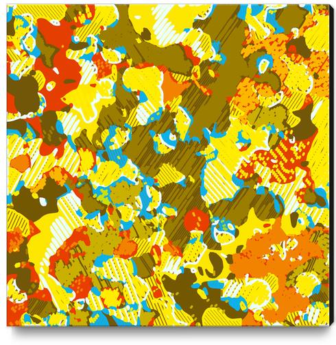 psychedelic graffiti painting abstract in yellow blue brown and red Canvas Print by Timmy333