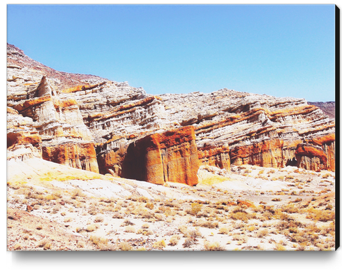 sand desert with orange mountain in California, USA with summer blue sky Canvas Print by Timmy333