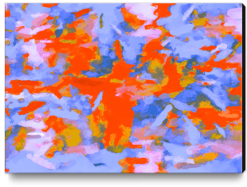 splash painting texture abstract background in red blue orange Canvas Print by Timmy333