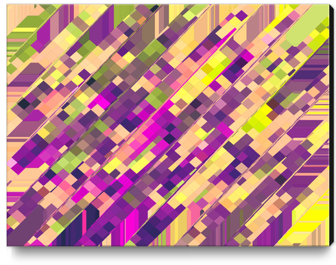 geometric square pixel pattern abstract background in pink purple green Canvas Print by Timmy333