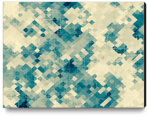 blue geometric square pixel pattern abstract background Canvas Print by Timmy333