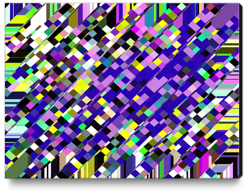 geometric square pixel pattern abstract background in blue purple yellow Canvas Print by Timmy333