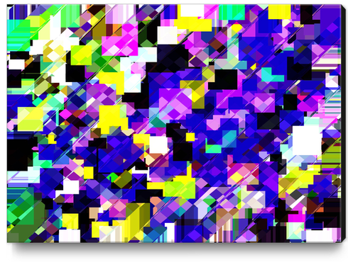 geometric square pixel pattern abstract in blue yellow pink Canvas Print by Timmy333