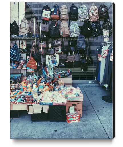 backpack and toy shop on the footpath Canvas Print by Timmy333