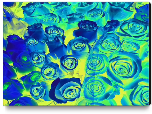 bouquet of roses texture pattern abstract in blue and green Canvas Print by Timmy333