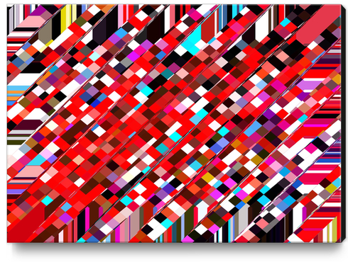 geometric square pixel pattern abstract background in red blue pink Canvas Print by Timmy333