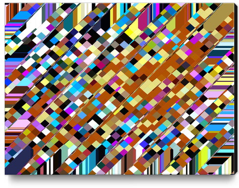 geometric square pixel pattern abstract background in brown yellow blue pink Canvas Print by Timmy333